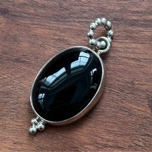 Oval Black Onyx Sterling Silver Pendant